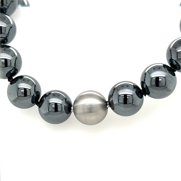 Haematite Beads with Steel Click Clasp