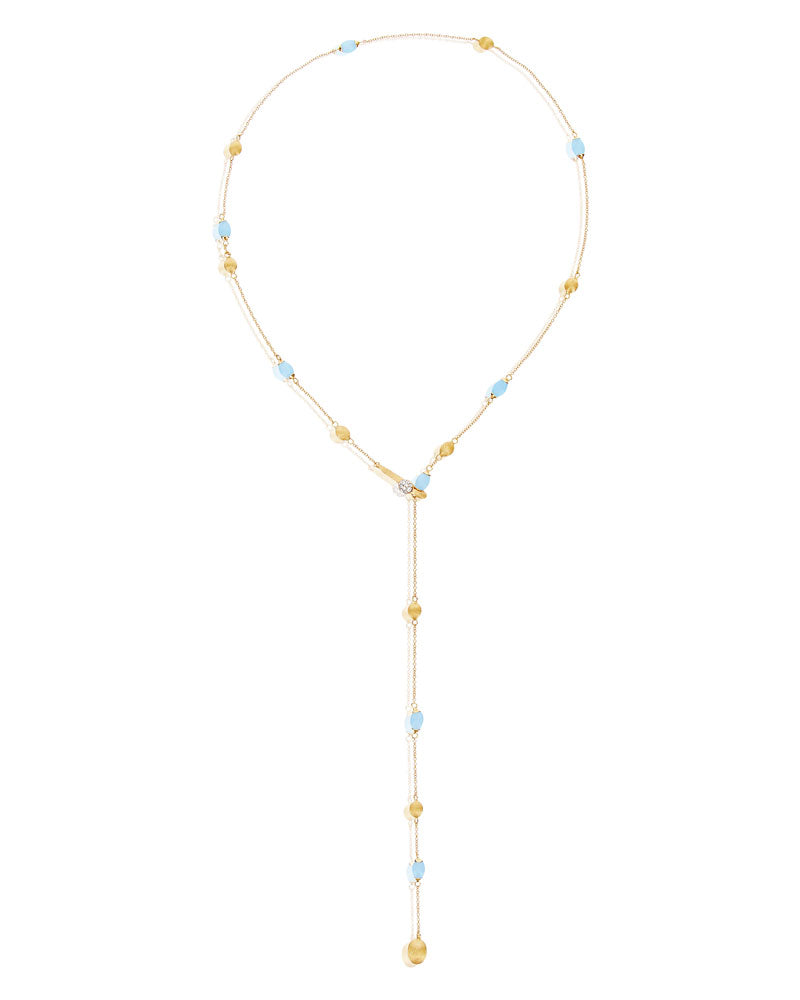 Nanis 18ct Yellow Gold Diamond and Aquamarine Necklet