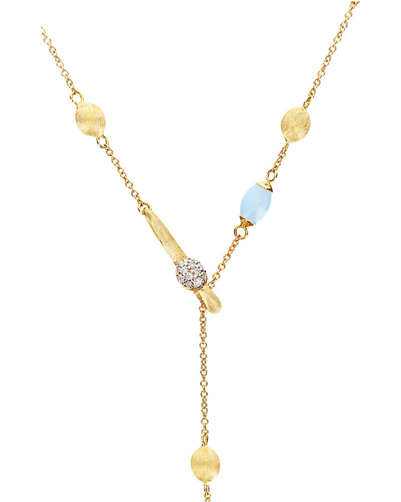 Nanis 18ct Yellow Gold Diamond and Aquamarine Necklet