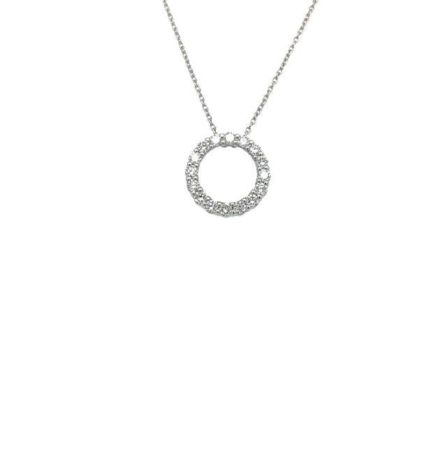 18ct White Gold Natural Diamond Circle Pendant & Chain