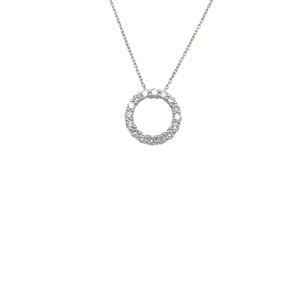 18ct White Gold Natural Diamond Circle Pendant & Chain