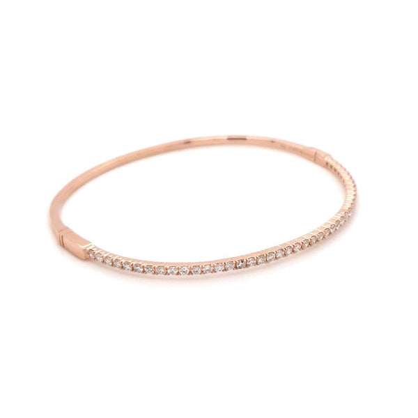 18ct Rose Gold Round Diamond claw set hinged bangle .91ct