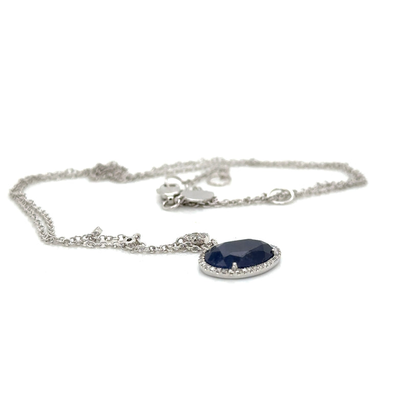 14ct White Gold with Diamond and Sapphire Diamonds Pendant