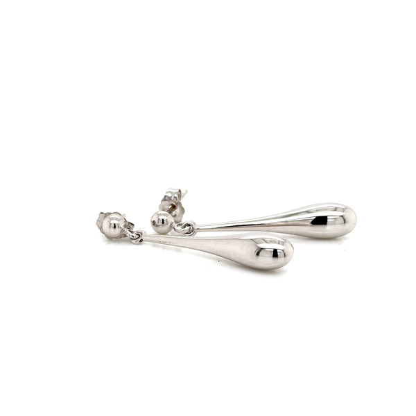 9ct White Gold Tear Drop Earrings