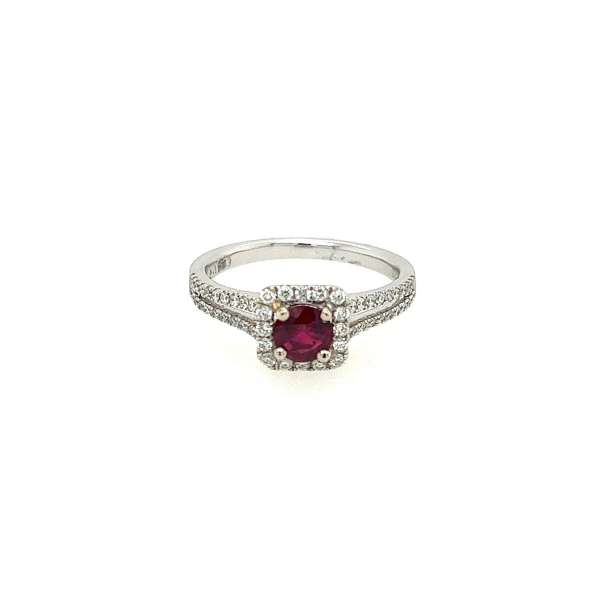14ct White Gold Ruby and Diamond Ring