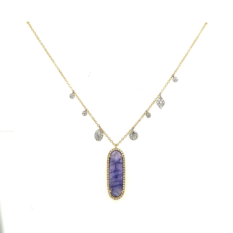 14ct Yellow Gold Tanzanite and Diamond Necklet