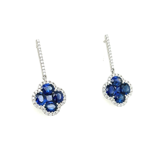 18ct White Gold Sapphire and Diamond Drop Earrings