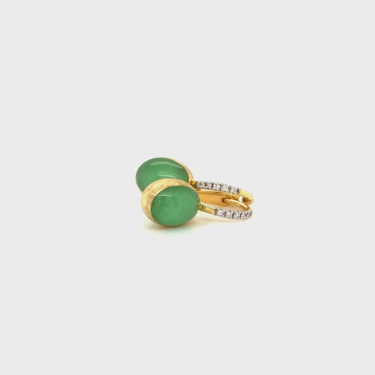 Nanis 18ct Yellow Gold Jadeite and Diamond Boules Earrings