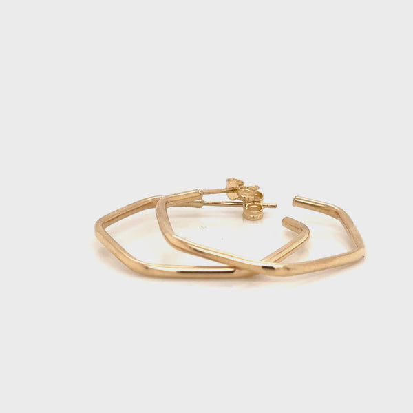 9ct Yellow gold Hexagon Hoop