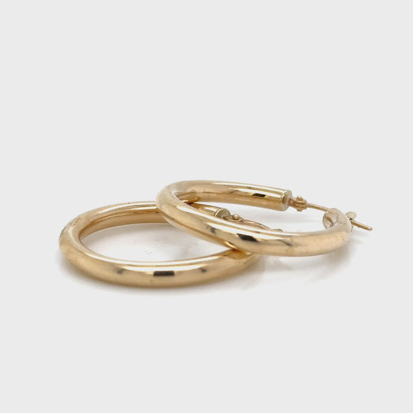 9ct Yellow gold pol Hoop 26mm earrings