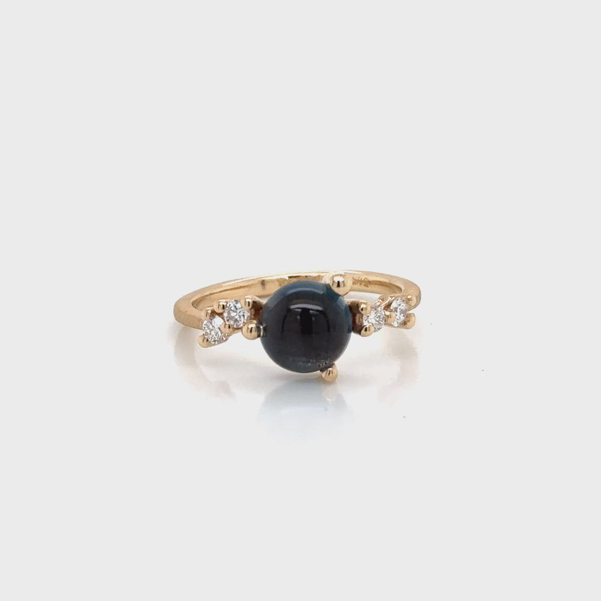 14ct Yellow Gold London 7mm Blue Topaz 0.15ct Diamond