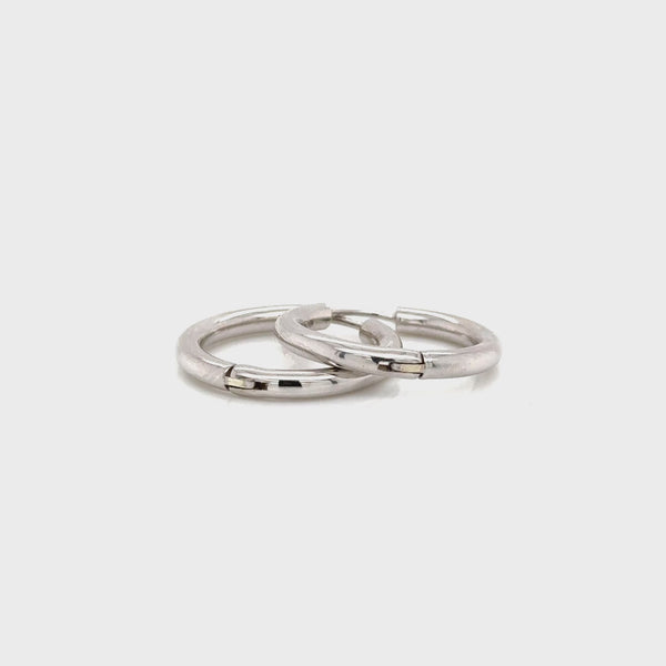 9ct White Gold Pol Hinged Hoop Earrings