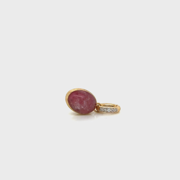 Nanis 18ct Yellow Gold Strawberry Quartz and Diamond Boules Pendant