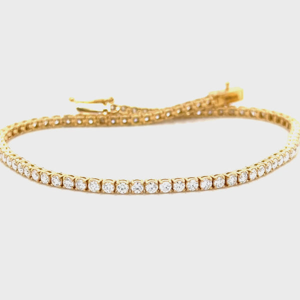 18ct Yellow Gold Lab Grown Diamond Line Bracelet 2ct