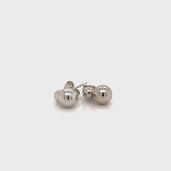 9ct White gold 2 ball drop Stud Earrings