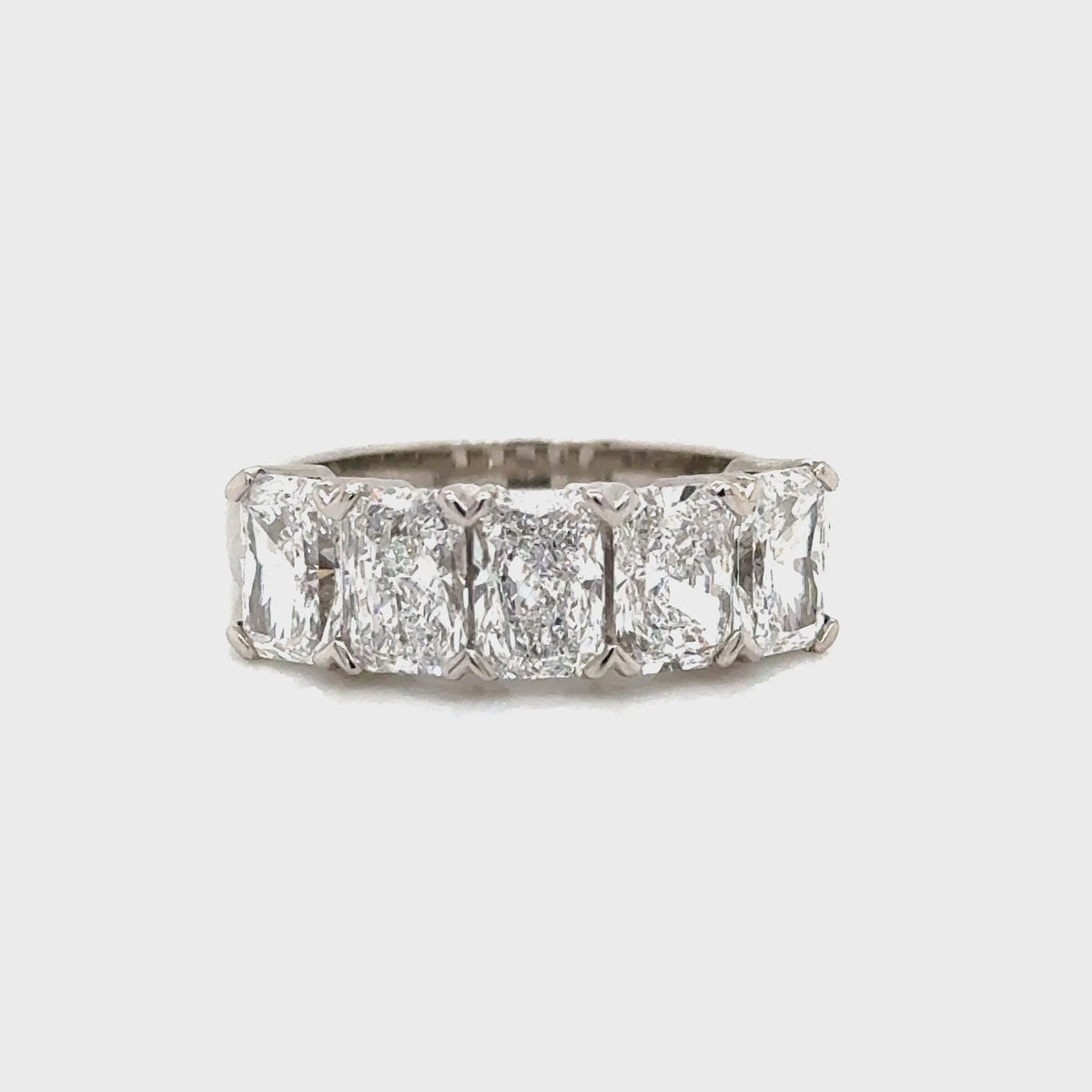 Plat Lab Grown Diamond 5 Stone Radiant Ring 3.64ct