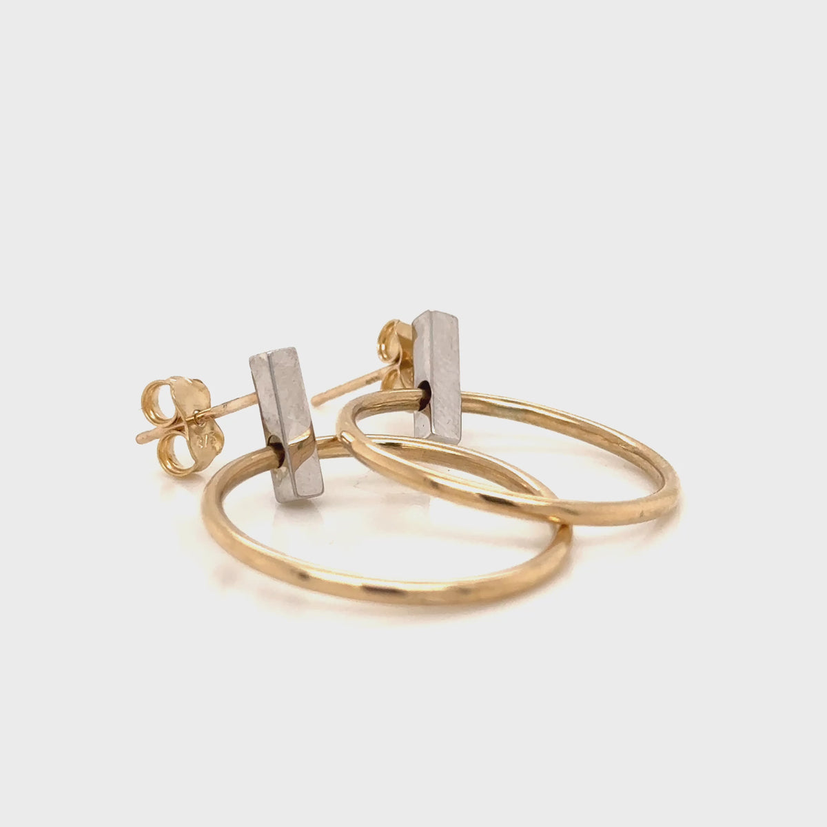 9ct Yellow/White Gold Drop Earrings