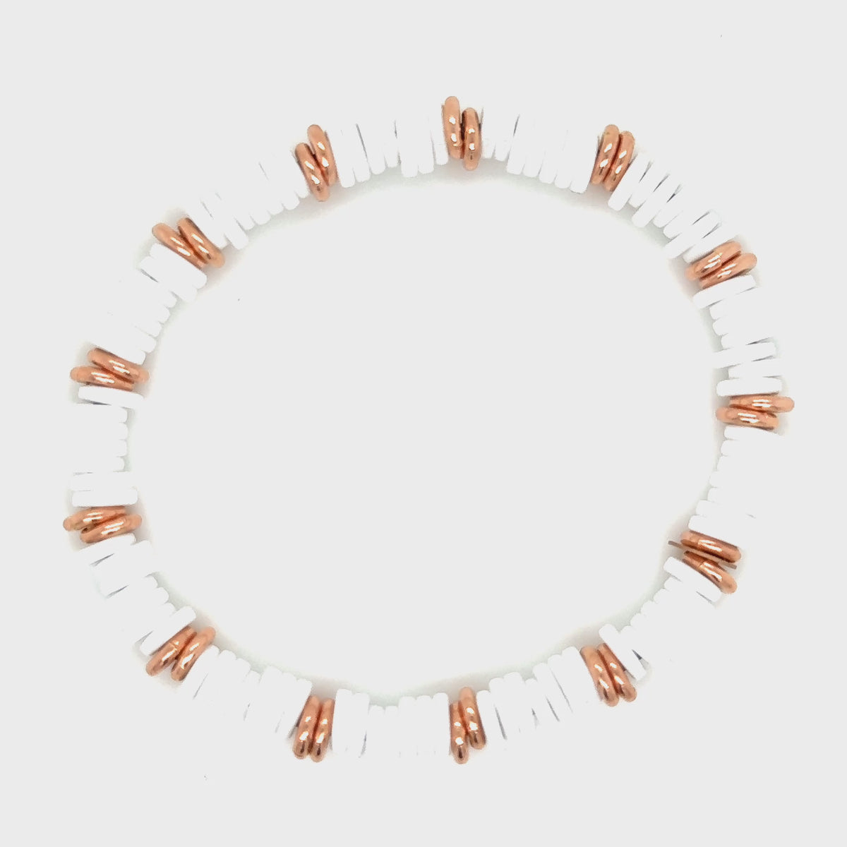 White Ceramic and 18ct Rose Gold Bracelet