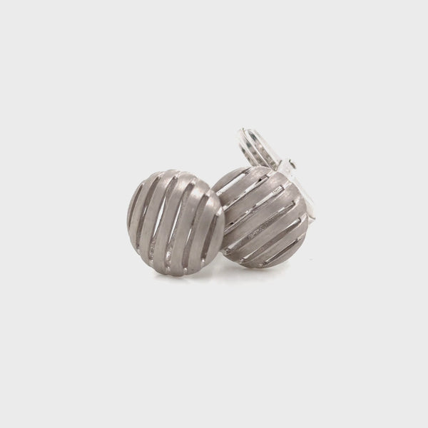 Sterling silver round brushed cufflinks