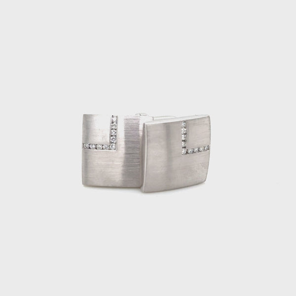 9ct wg dia square brushed corner cufflinks