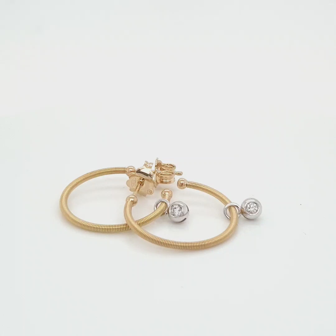 18ct Yellow Gold Hoop Diamond Drop Earrings