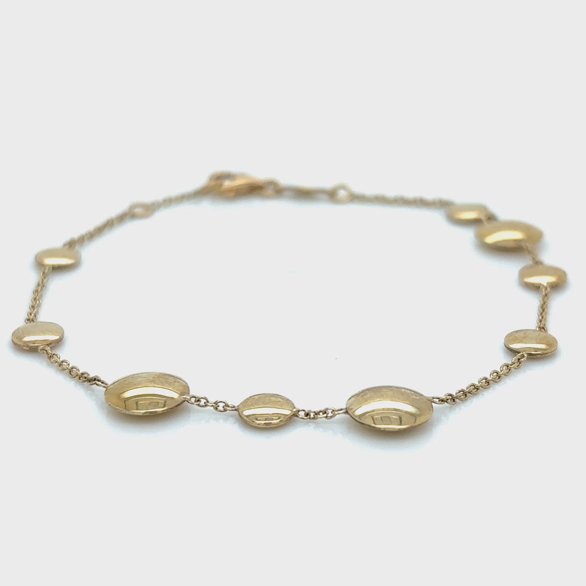 9ct Yellow Gold Round Disc Bracelet