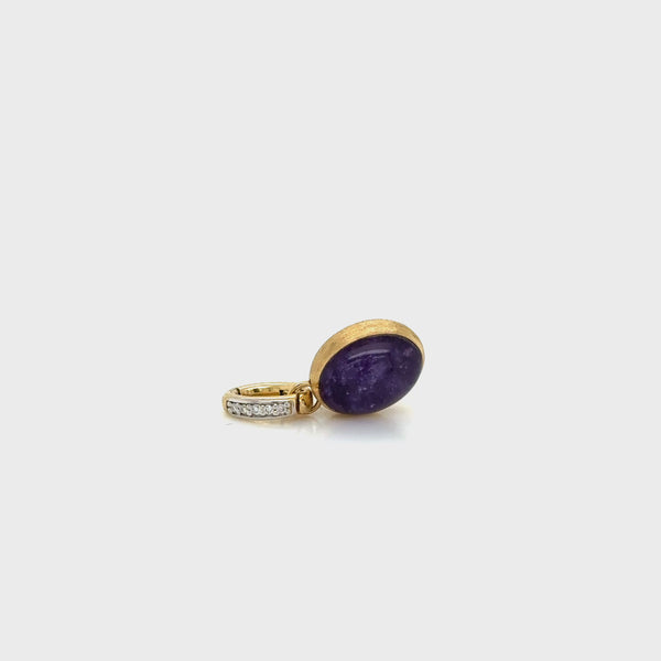 Nanis 18ct Yellow Gold Leipolite and Diamond Boules Pendant