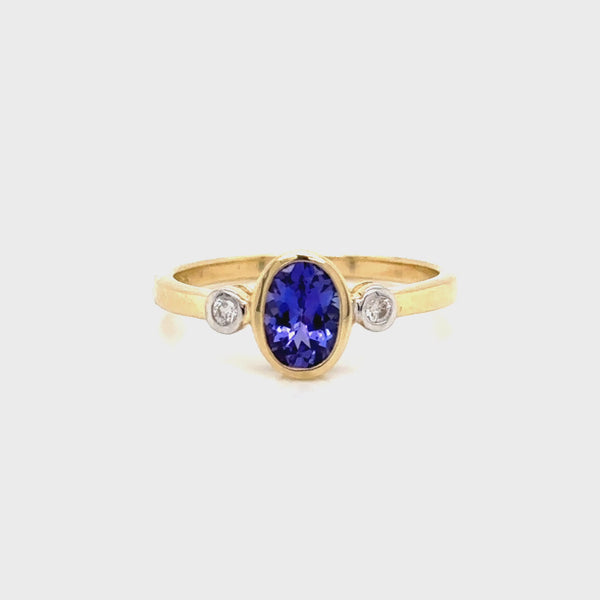 9ct Yellow Gold Tanzanite and Diamond Ring