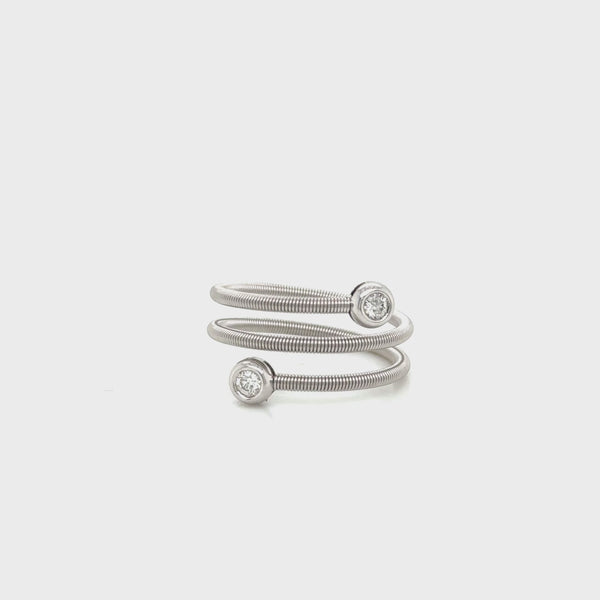18ct White Gold and Diamond Double Spring Ring