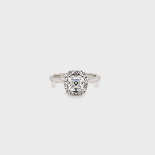 18ct White Gold Cushion Diamond Ring