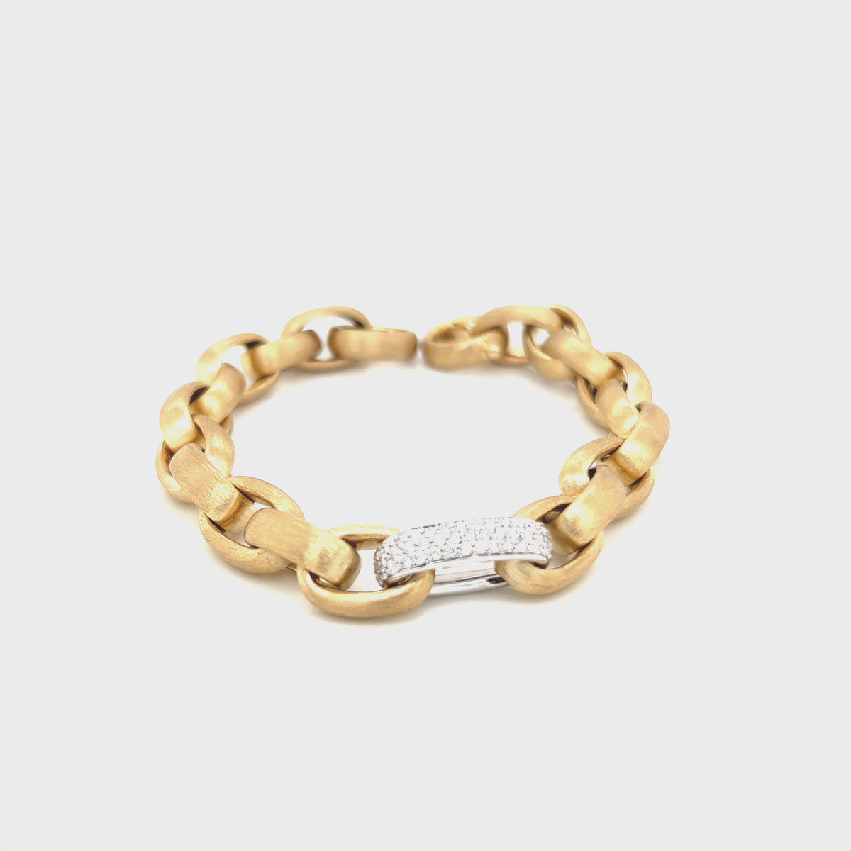 9ct Yellow Gold Oval Link Bracelet with Diamond Centre Link