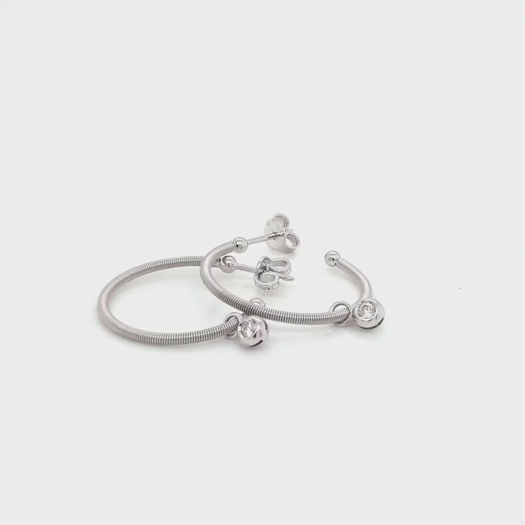 18ct White Gold Hoops with Diamond Drop