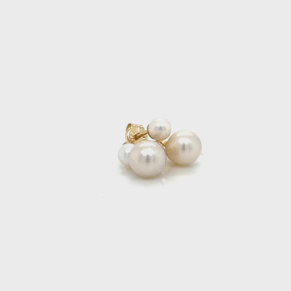 9ct Yellow Gold Freshwater Cultured Pearl 2 Stone earrings