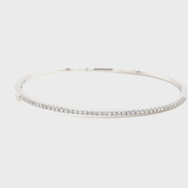 18ct white gold castel set Diamond hinged bangle