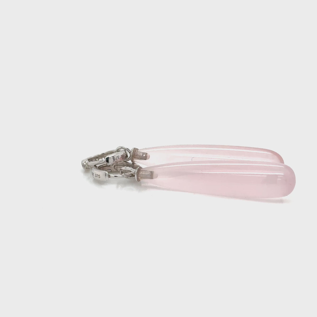 White Gold Diamond Huggies Pink Drop
