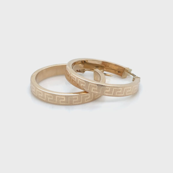 9ct Yellow Gold Square Hoop Grecian Style