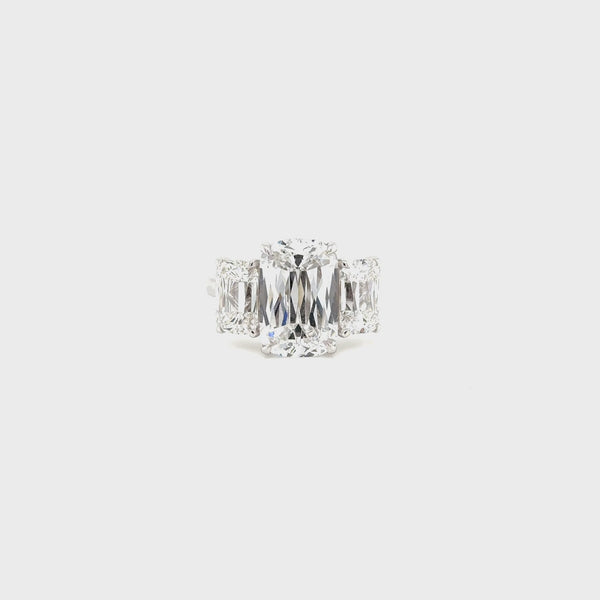 Plat Lab Grown Diamond 3 Stone Ring 6.95ct