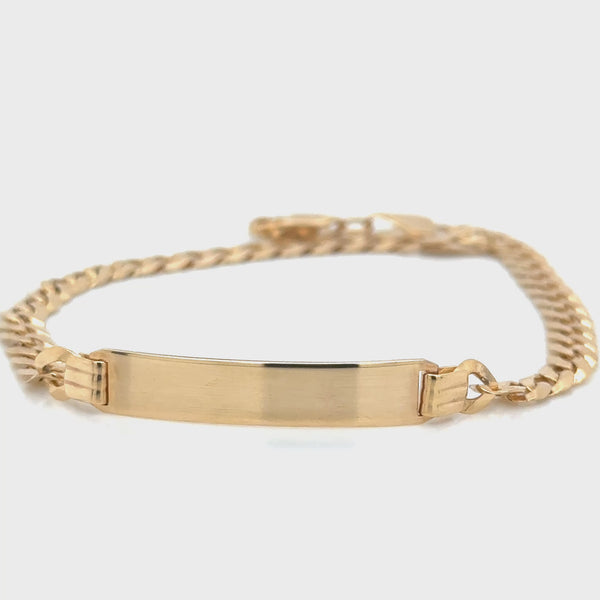 9CT YG FLAT CURB ID BRACELET