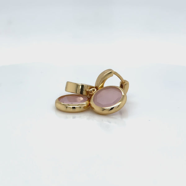 Aquaforte Gold Plated Pink Stone Earrings