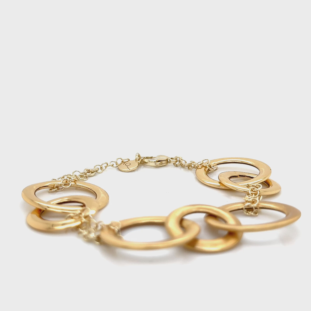 Aquaforte Gold Plated Bracelet Polished and Brushed Circles