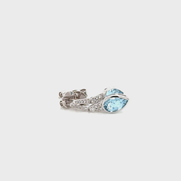 18ct white gold Aquamarine & Diamond earrings