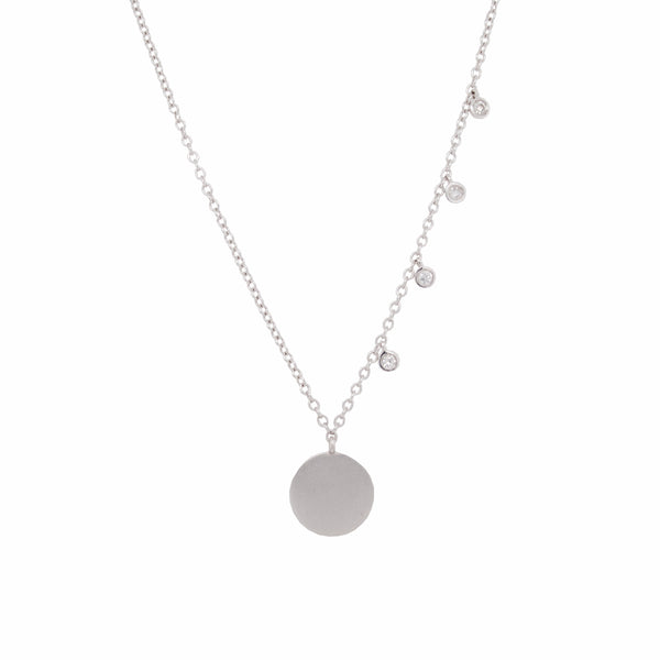White Gold Disc and Diamond Necklet