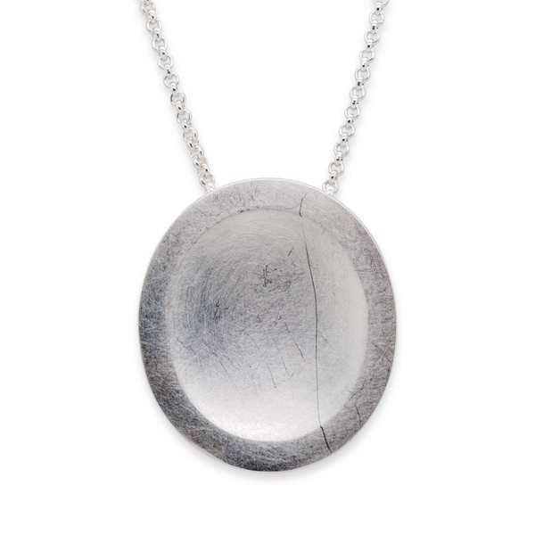 Heavy Domed Brushed Silver Pendant