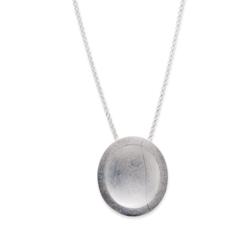 Heavy Domed Brushed Silver Pendant