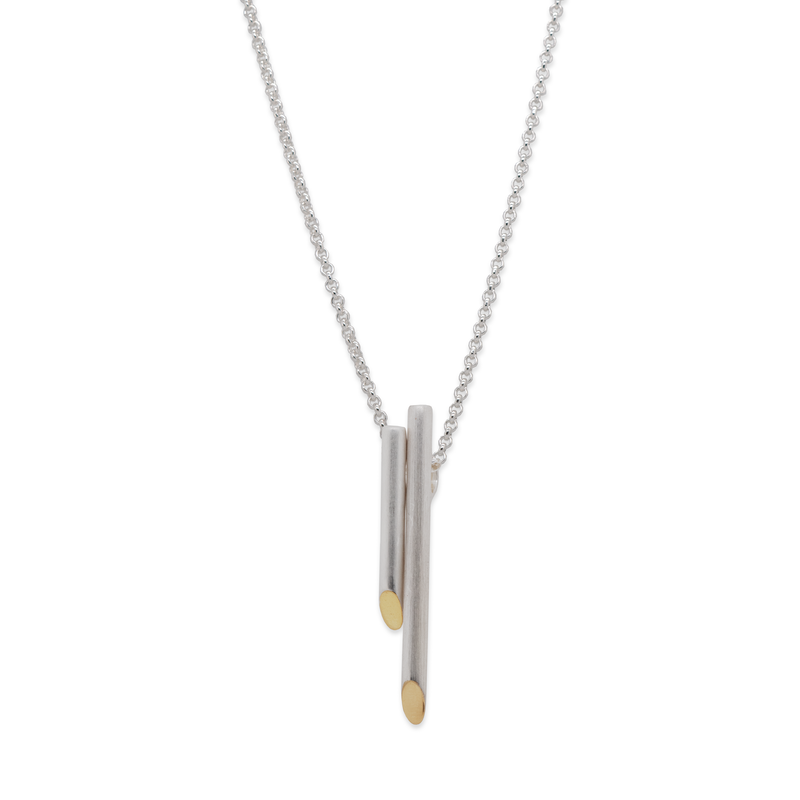 Gold Plated and Brushed Silver Tubed Pendant
