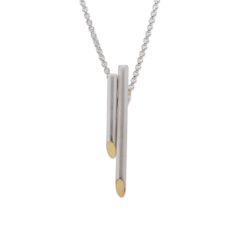 Gold Plated and Brushed Silver Tubed Pendant