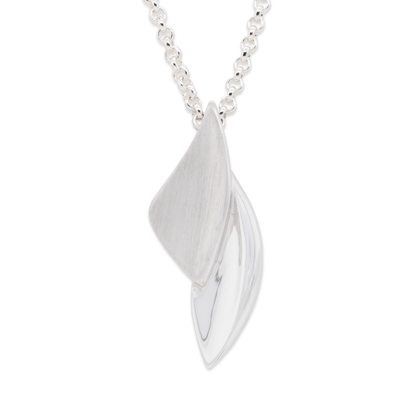 Brushed Silver and Polished Silver Sail Pendant