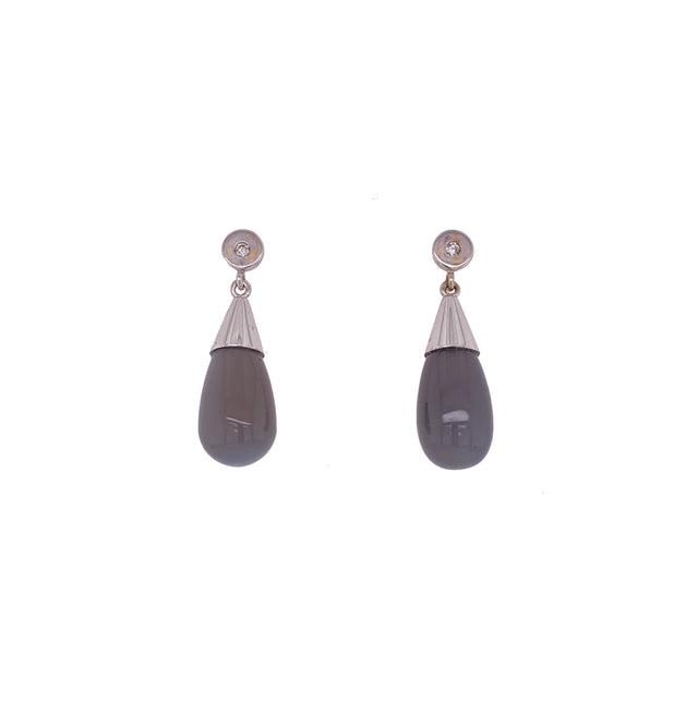 White Gold Moonstone Earrings
