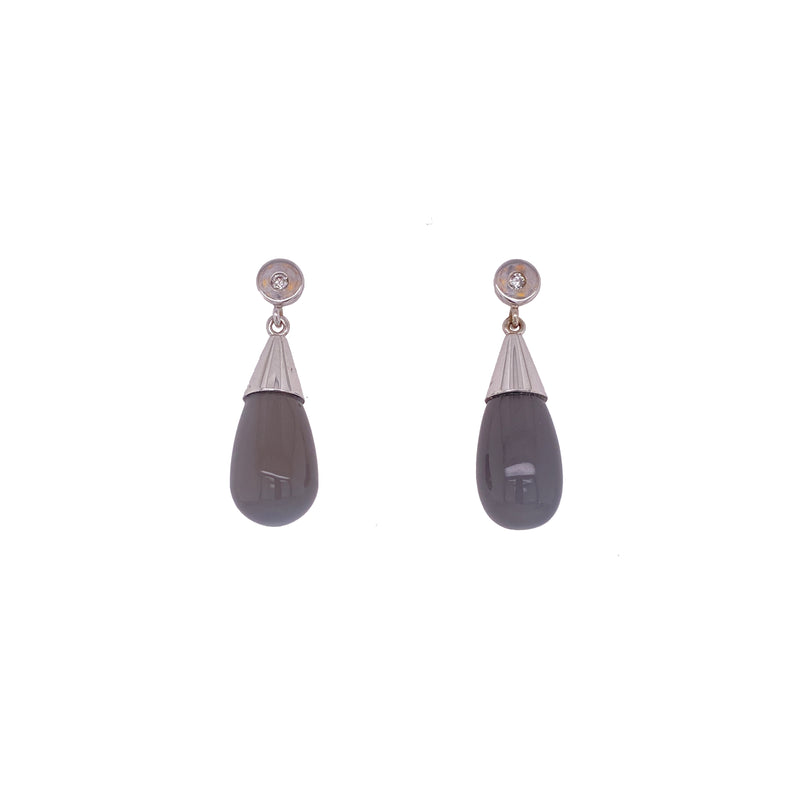 White Gold Moonstone Earrings