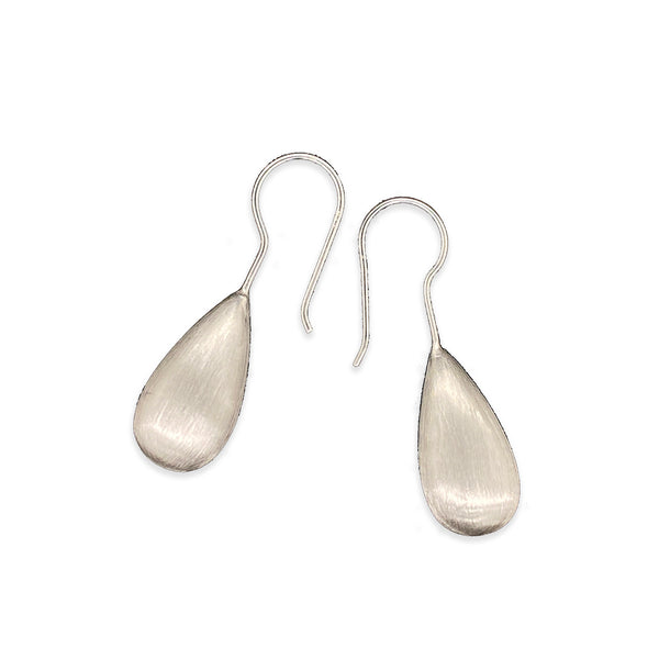 Brushed Silver Drop Earrings